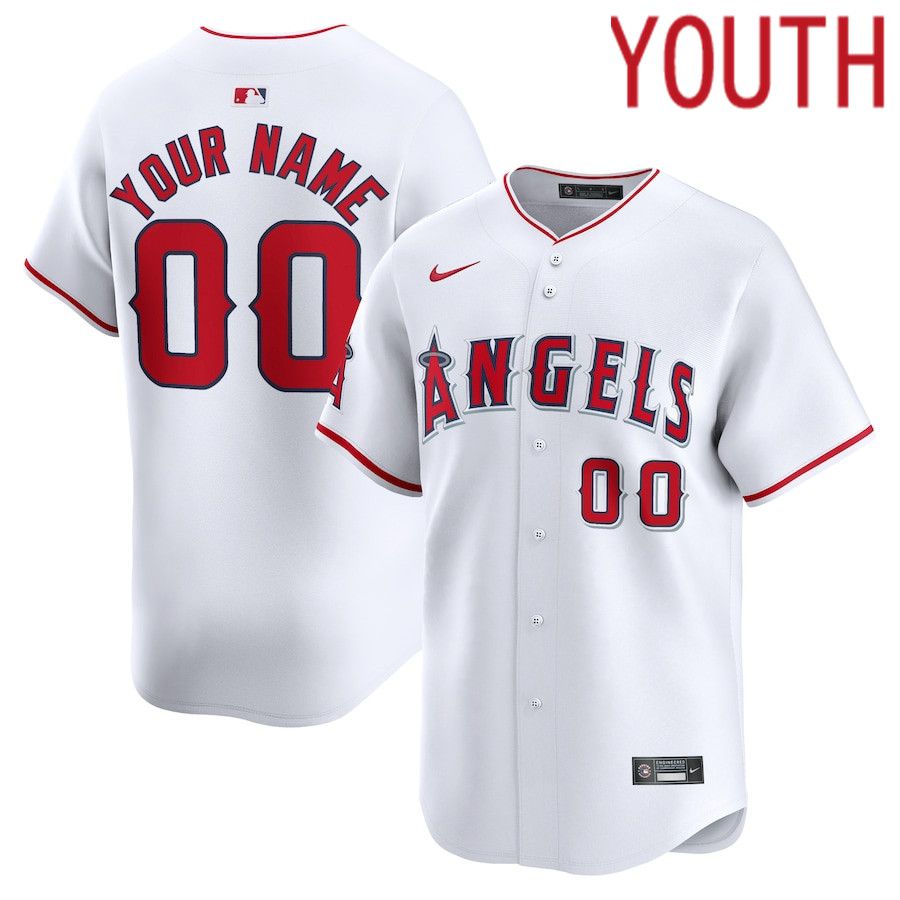 Youth Los Angeles Angels Nike White Home Limited Custom MLB Jersey